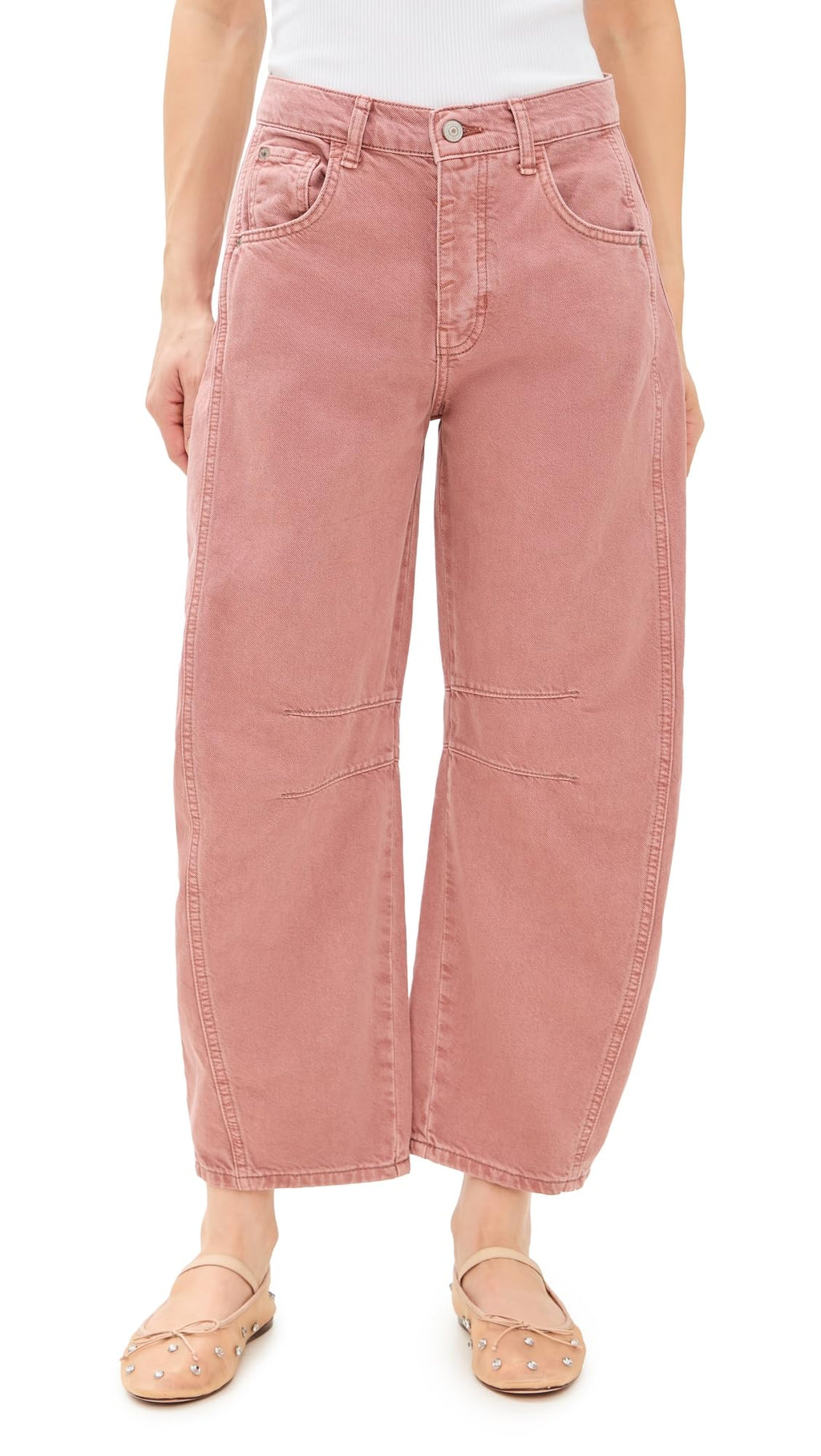 Free People Women's Good Luck Mid-Rise Barrel Jeans