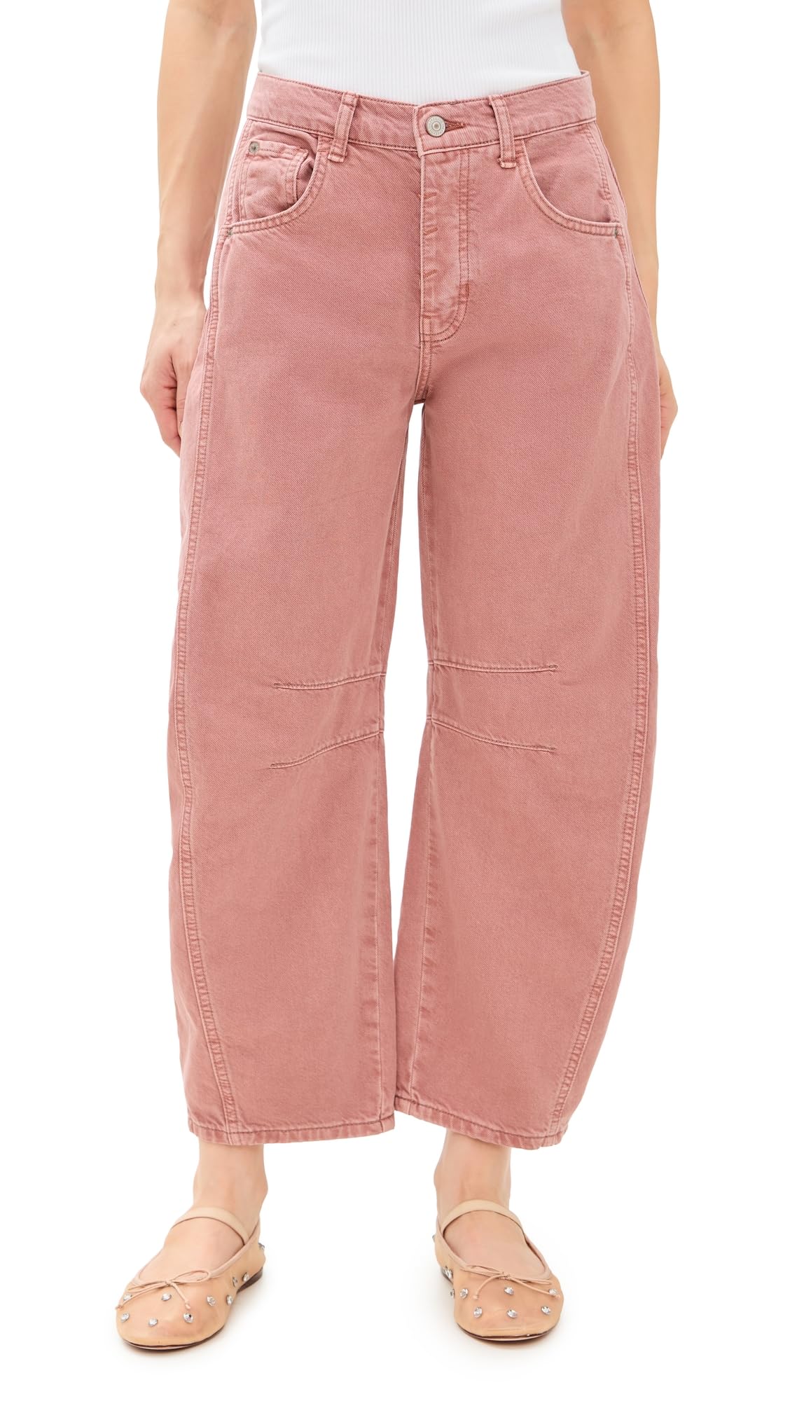 Free People Women's Good Luck Mid-Rise Barrel Jeans
