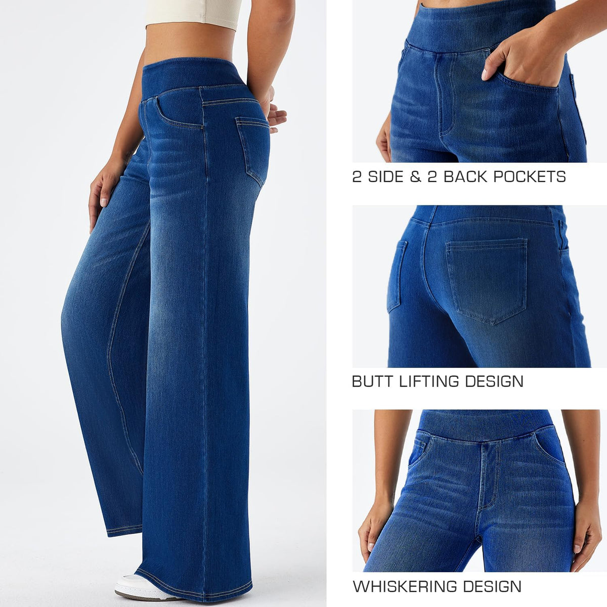 Women's High Rise Wide Leg Jeans Comfort