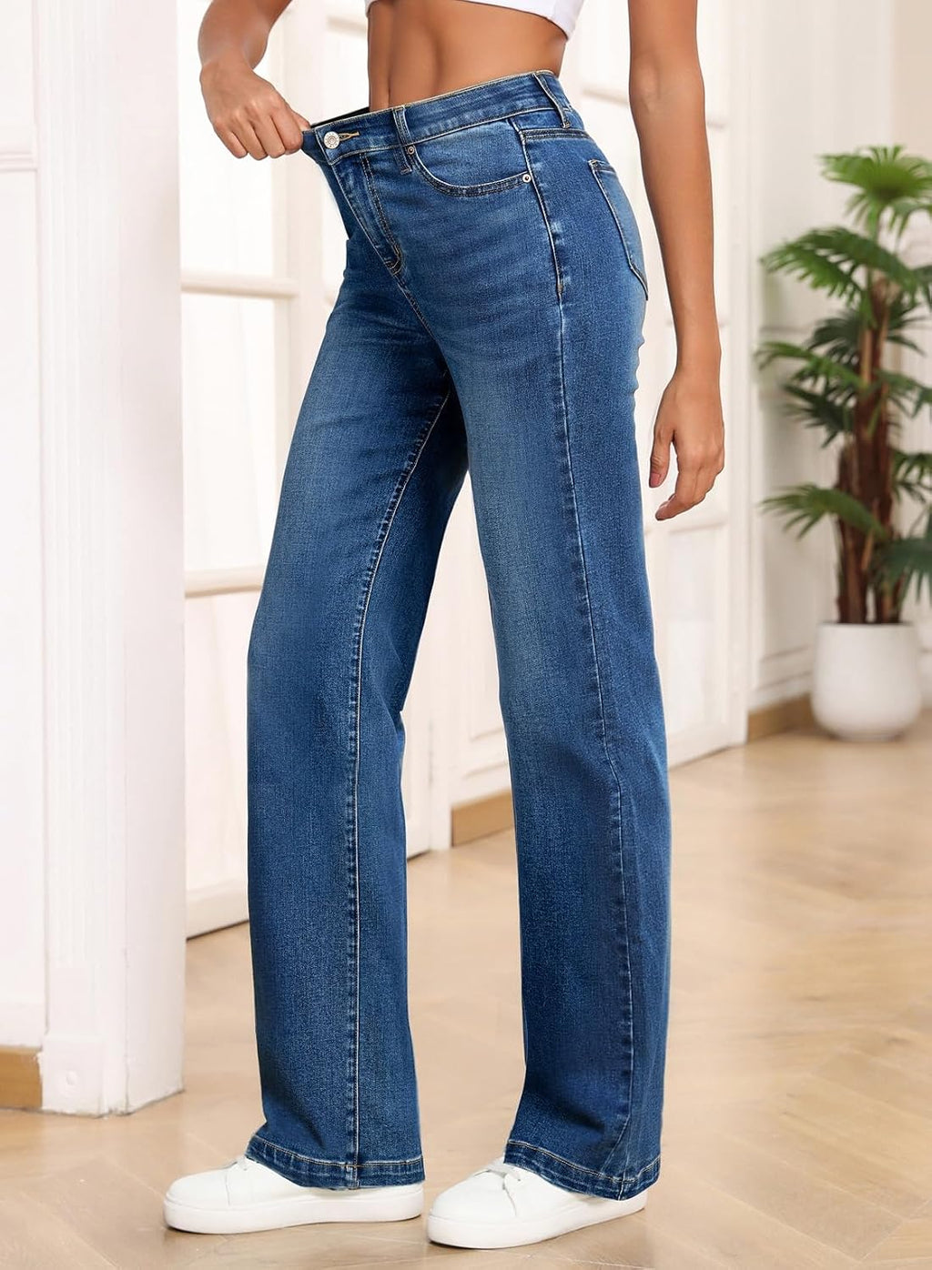 Sidefeel Women's High Waisted Wide Straight Leg Jeans