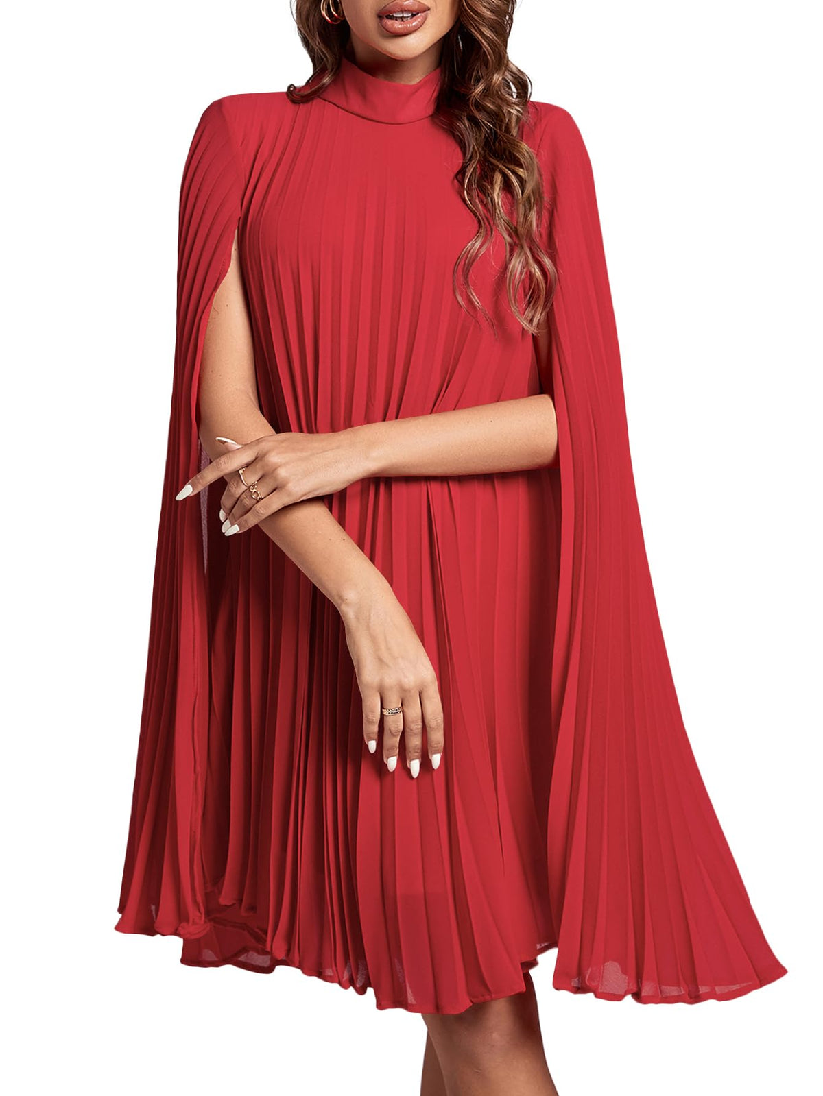 Rooscier Women's Cloak Sleeve Party Midi Dress