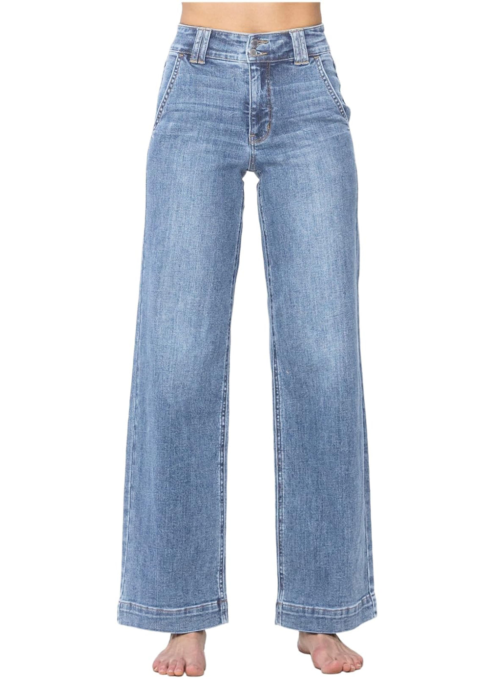 Astylish Women's High Waisted Wide Leg Straight Jeans