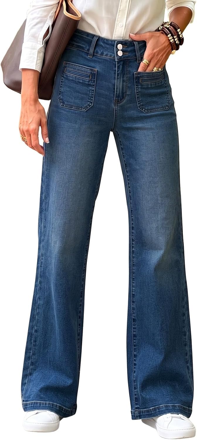 Sidefeel Women's Wide Leg Jeans High Waisted Denim Pants