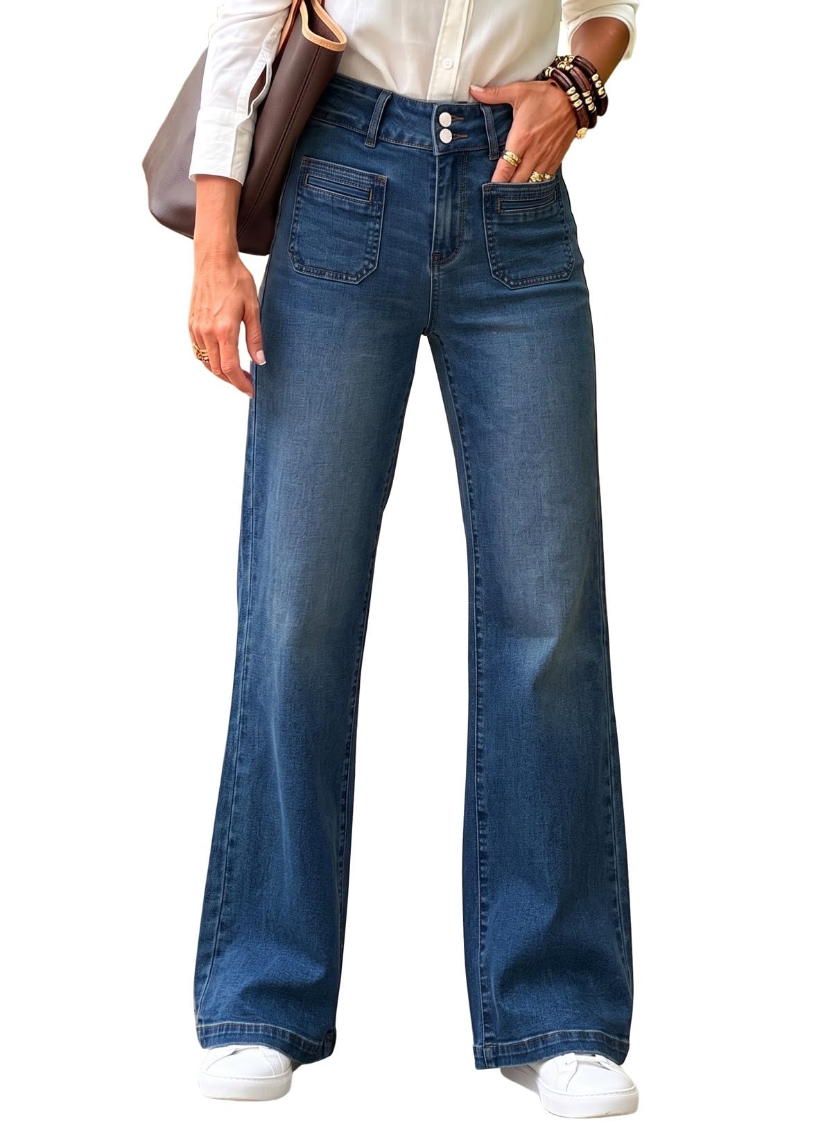 Sidefeel Women's Wide Leg Jeans High Waisted Denim Pants