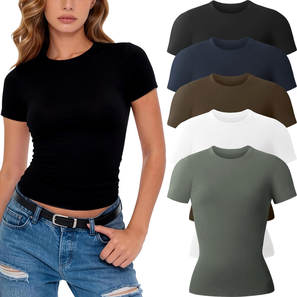 CE' CERDR 3/5 Pack Womens T Shirts Short Sleeve Workout Tops Basic Tees