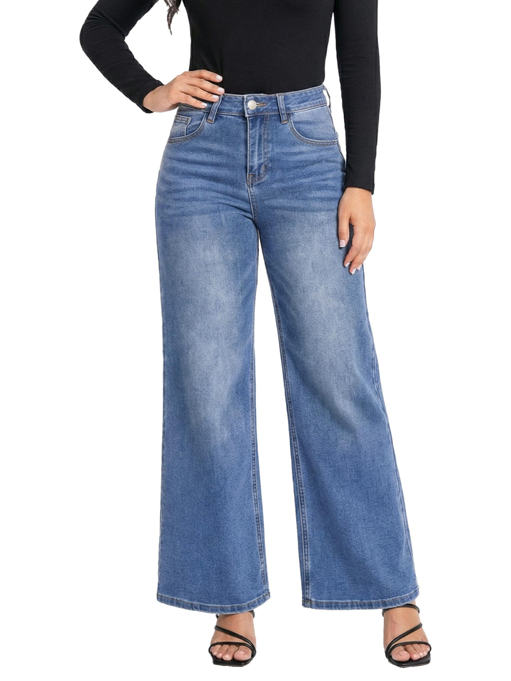 ONESO Wide Leg Jeans for Women High Waisted Stretchy Baggy Denim Pants