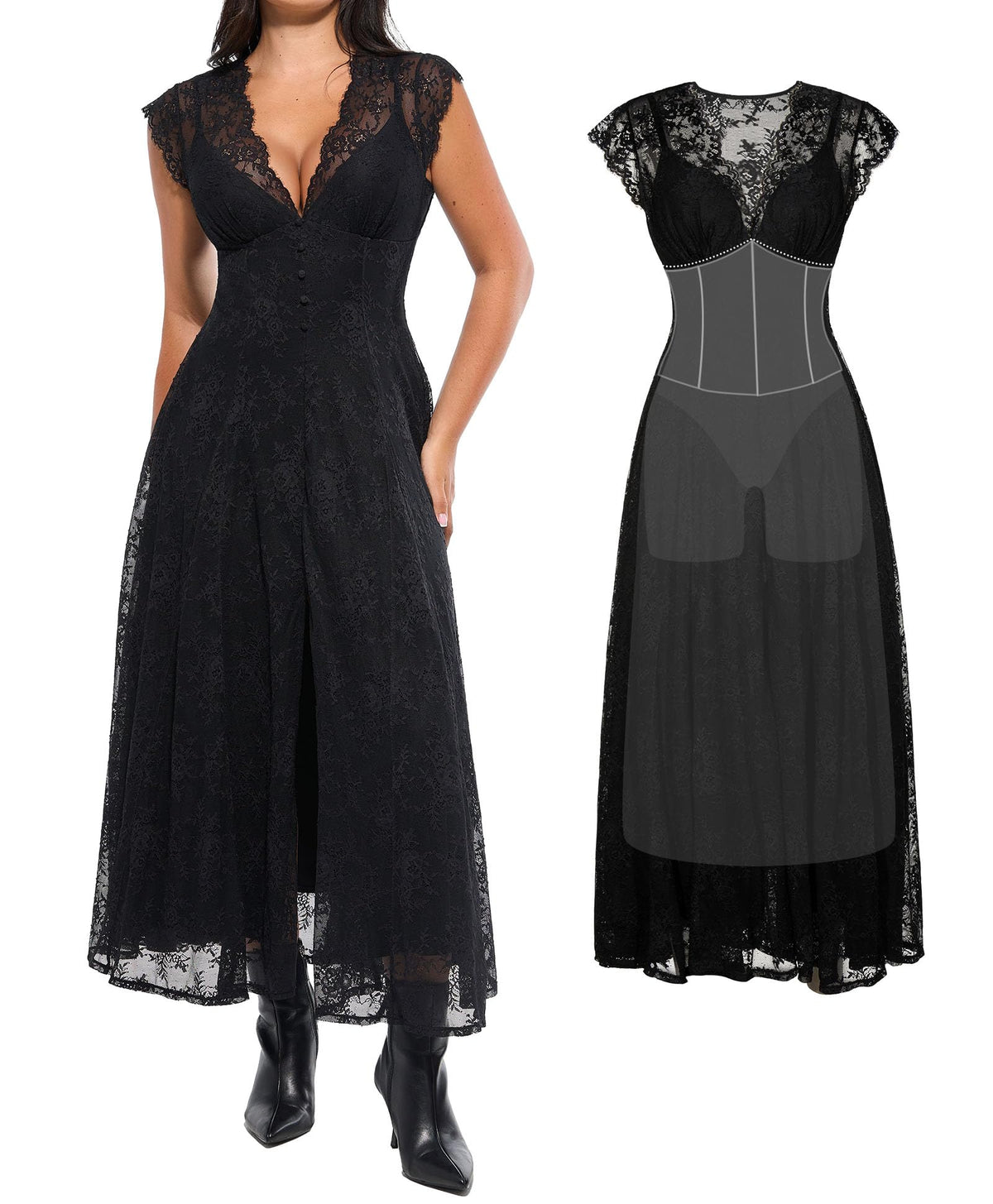 Popilush Lace Formal Cocktail Wedding Guest Dresses for Women