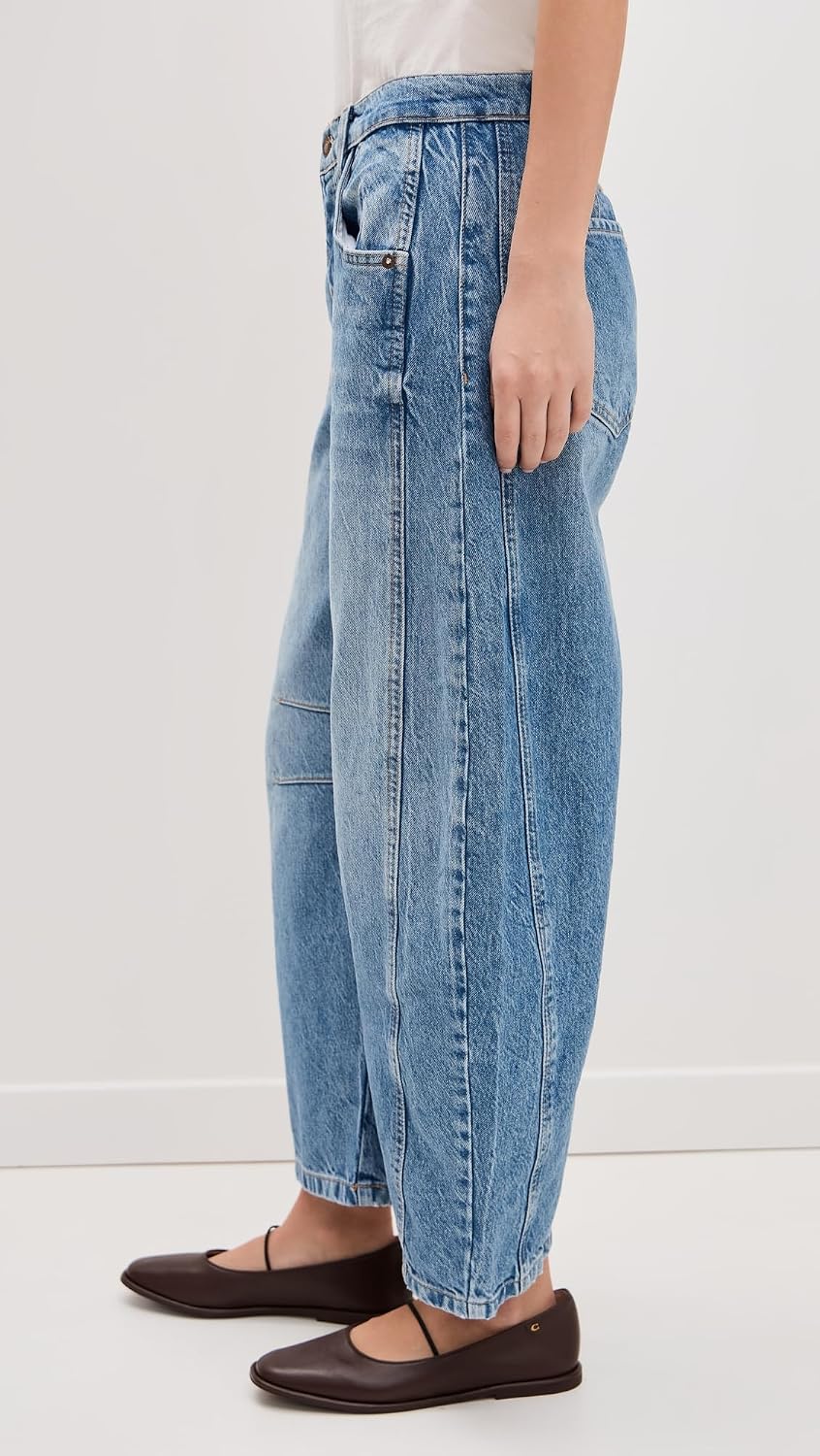 Free People Women's Good Luck Mid-Rise Barrel Jeans
