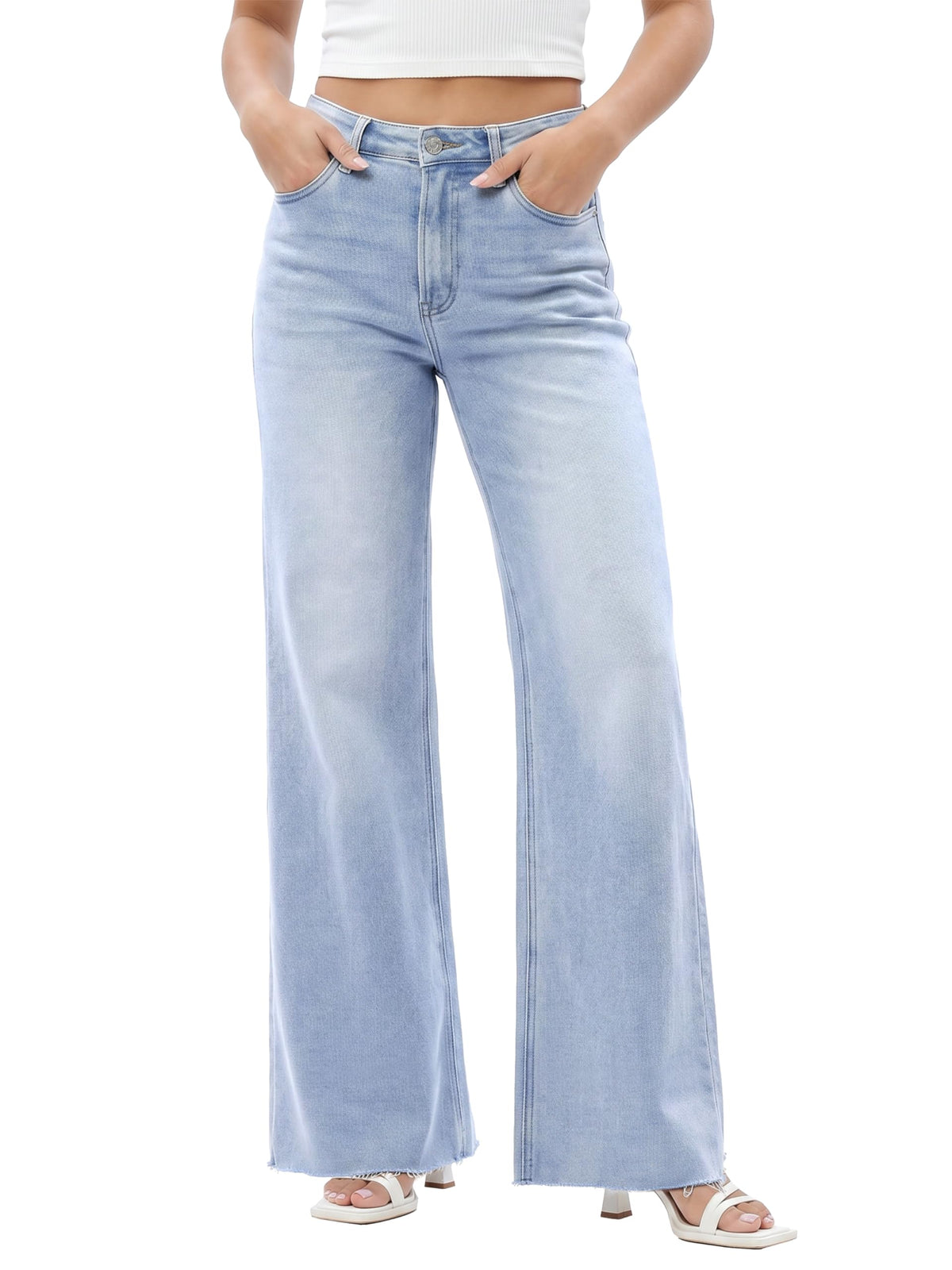 ONESO Wide Leg Jeans for Women High Waisted Stretchy Baggy Denim Pants