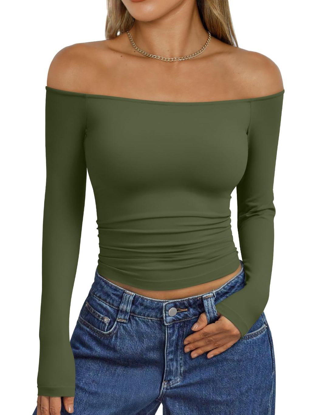 Trendy Queen Womens Off The Shoulder Tops Going Out Basic Sexy T Shirts