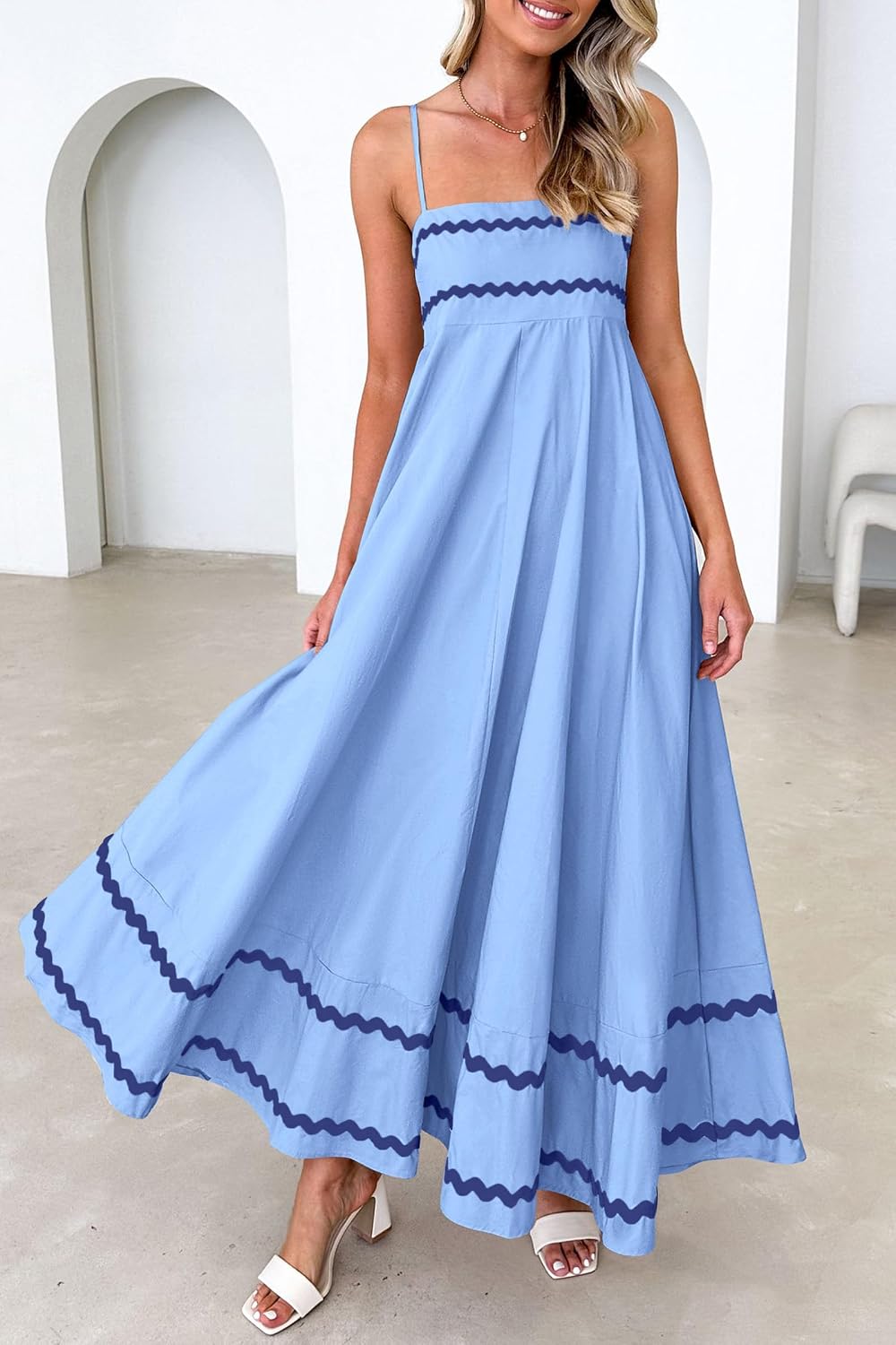 PRETTYGARDEN Women's Summer Spaghetti Strap Boho Maxi Dress