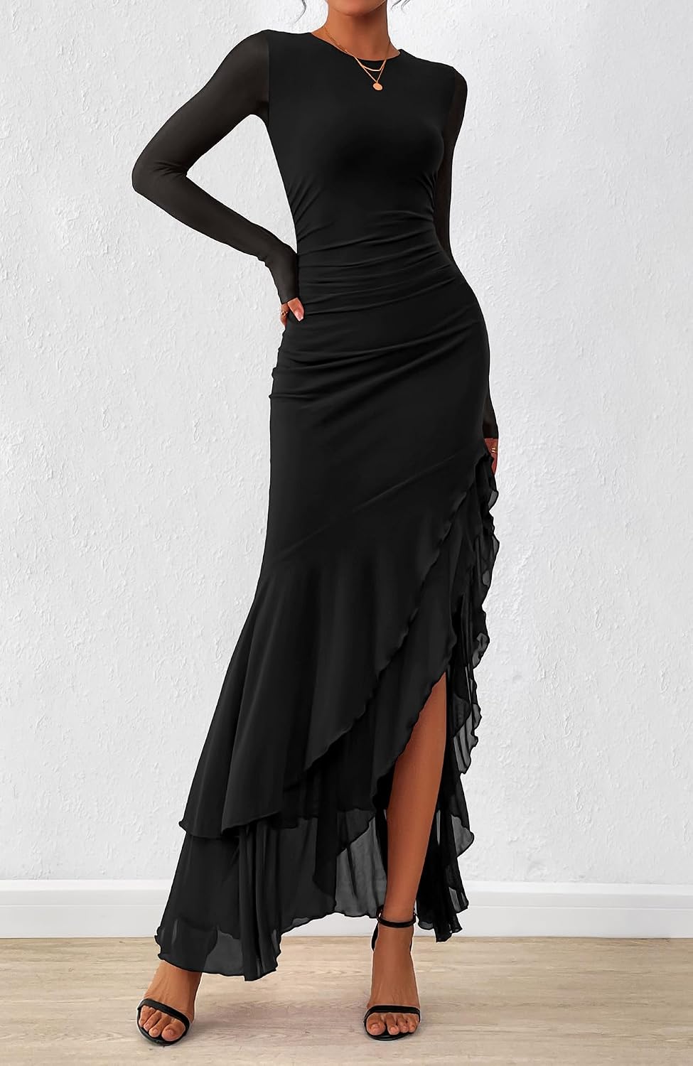 BTFBM Women's Maxi Dresses Fall 2026 Long Sleeve Wedding Guest Dress