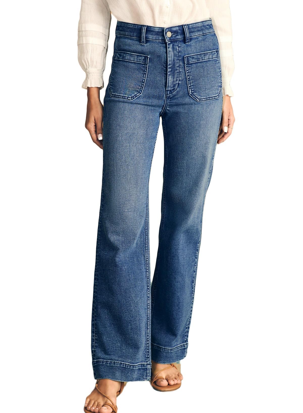Astylish Women's Wide Leg Jeans High Waisted Denim Pants