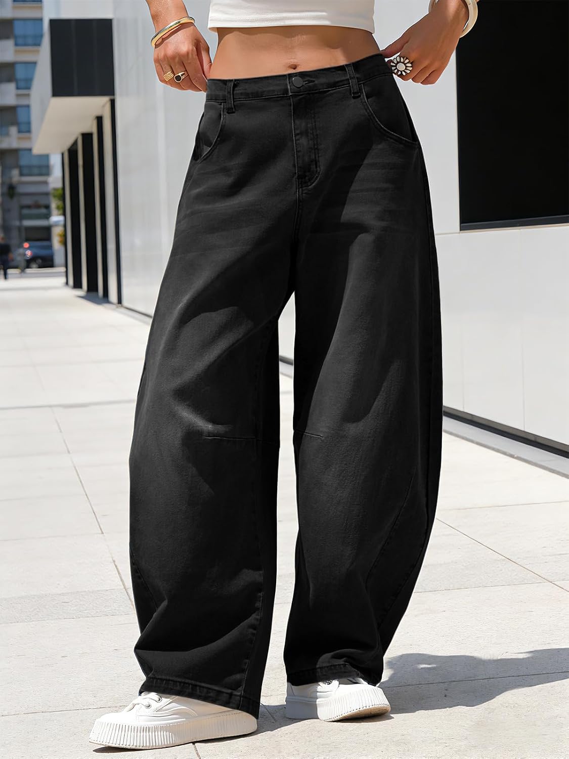 EXLURA Barrel Jeans Women Y2K Boyfriend Denim Pants Casual Baggy Jeans