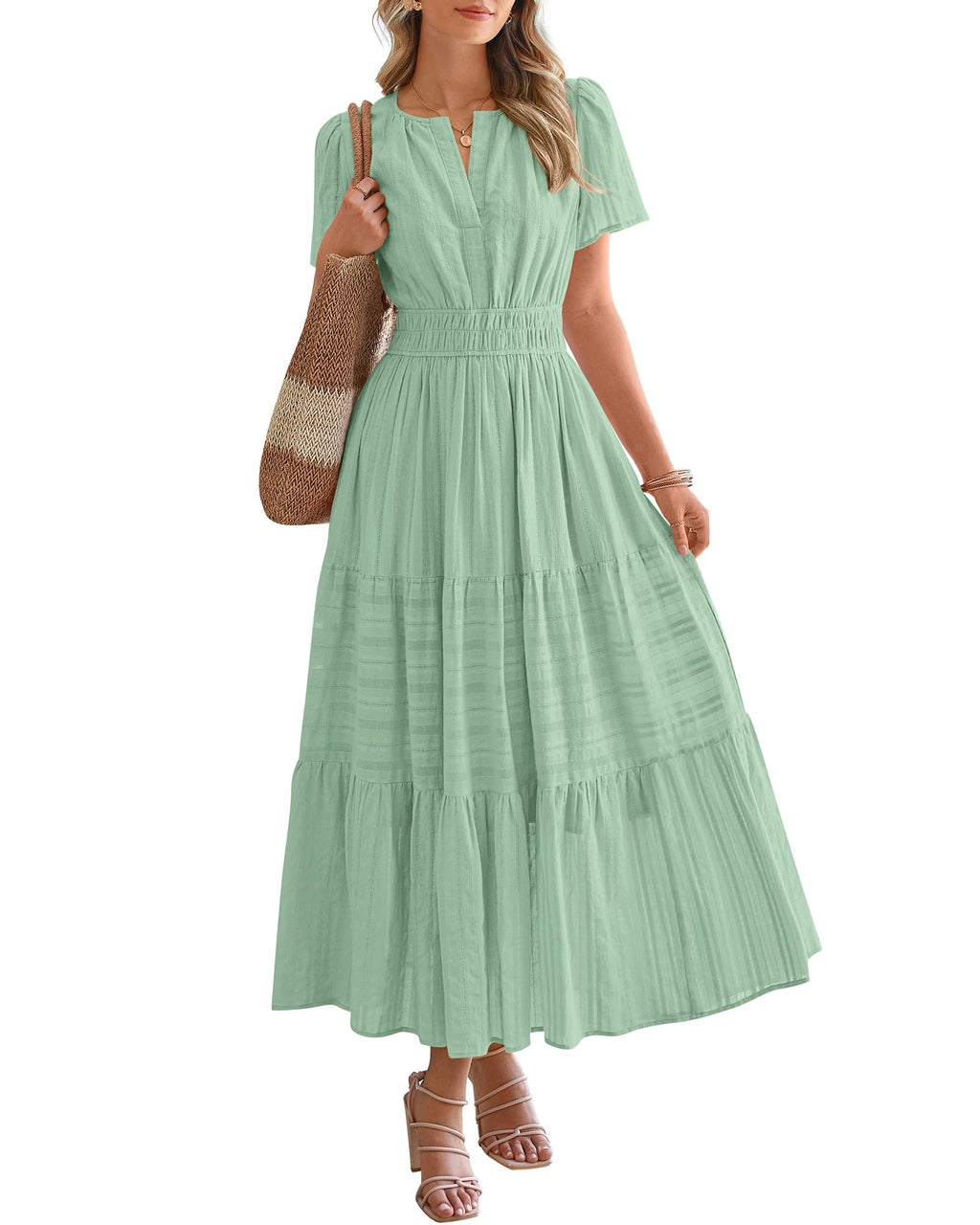 BTFBM Womens Summer 2026 Casual Maxi Dresses Lightweight Short Sleeve Dress