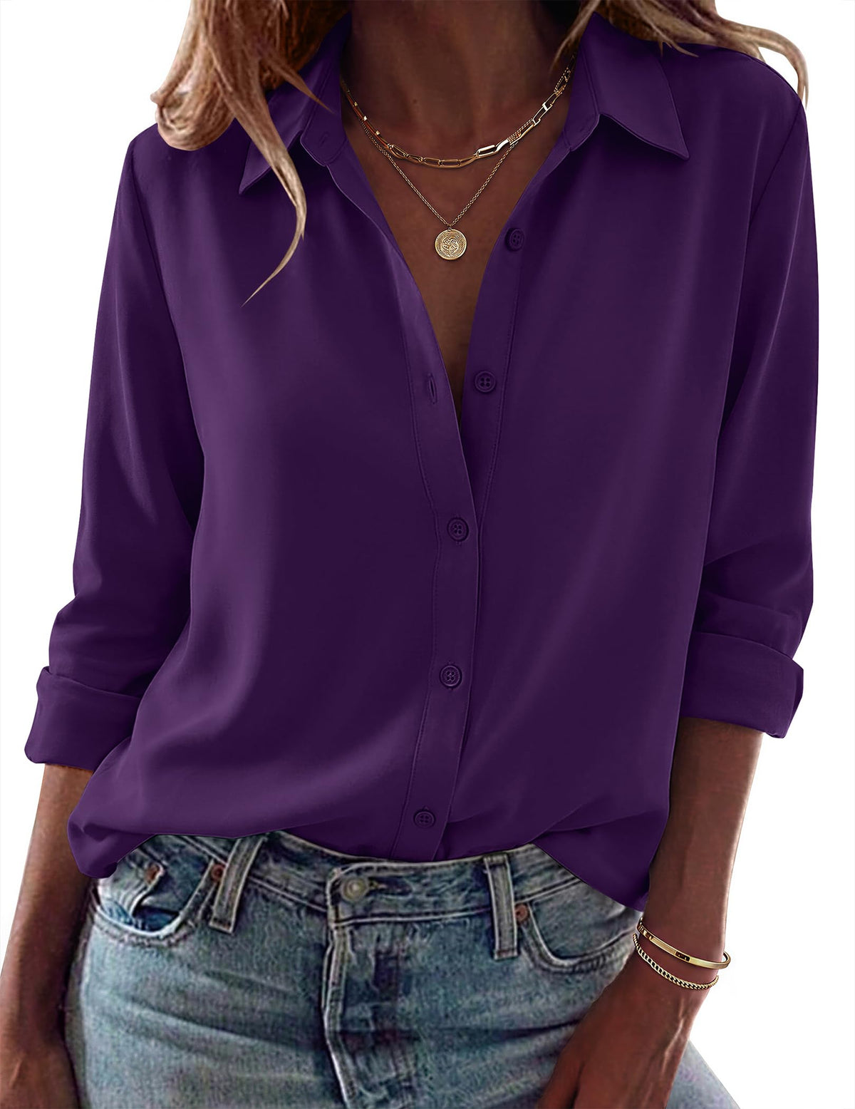 Zeagoo Blouses for Women Dressy Casual Long Sleeve Button Down Shirts Tops