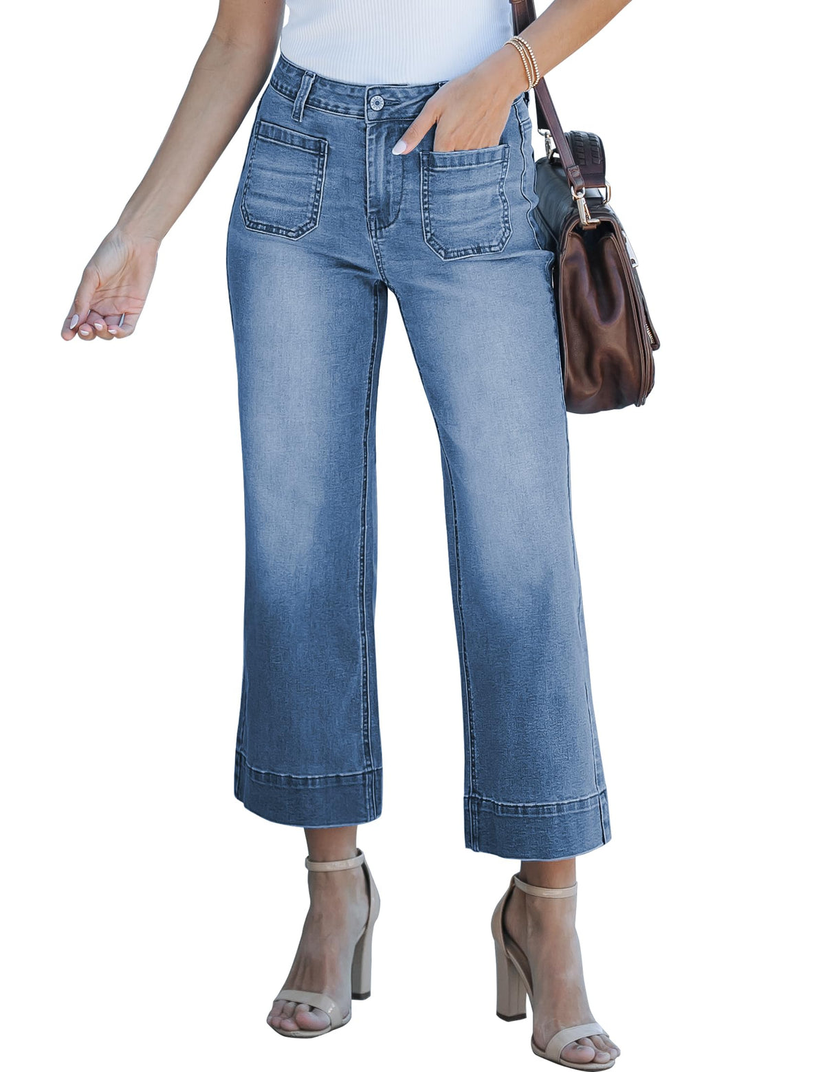 luvamia Wide Leg Jeans for Women Trendy High Waisted Crop Flare Jeans Pants