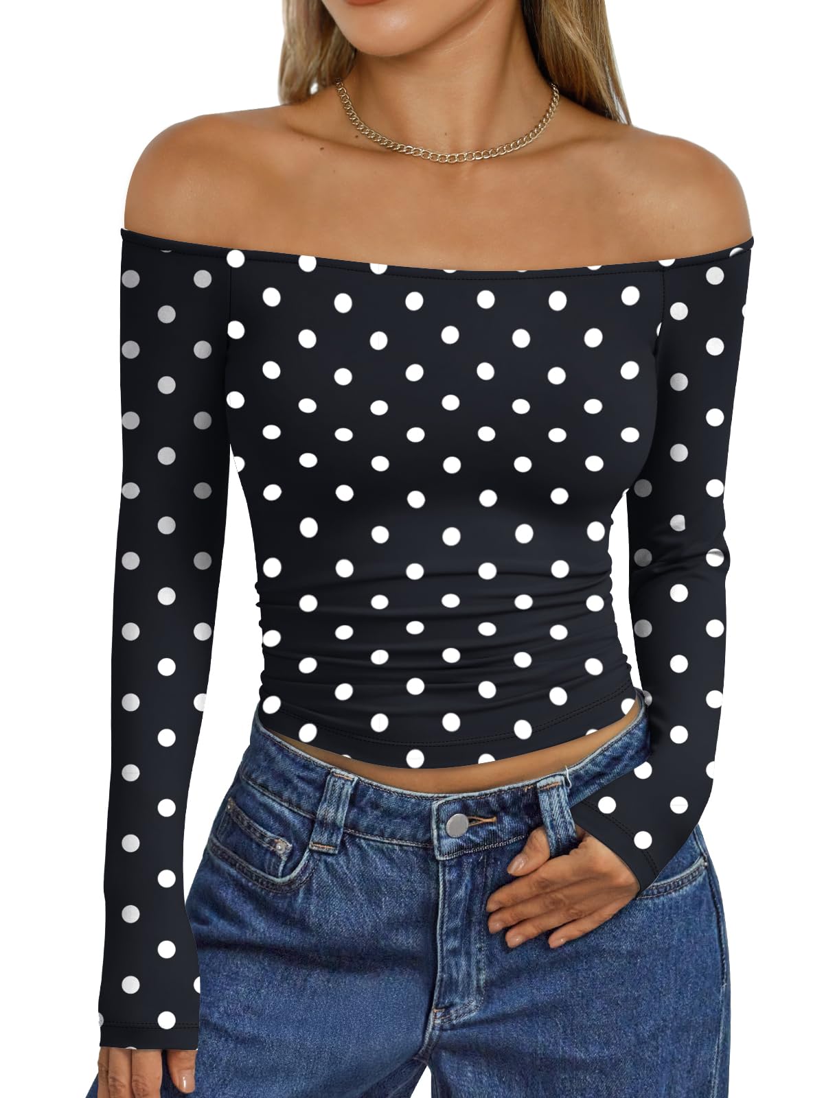Trendy Queen Womens Off The Shoulder Tops Going Out Basic Sexy T Shirts