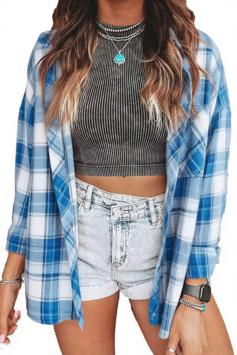 KevaMolly Plaid Flannel Shirts for Women Long Sleeve
