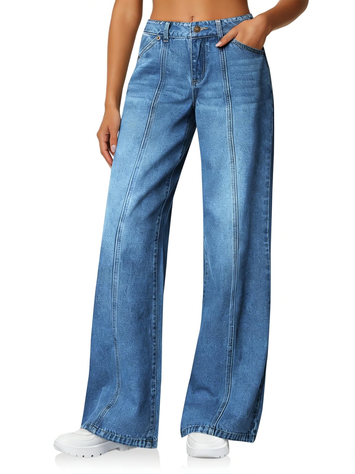 Cicy Bell Womens Wide Leg Jeans High Waisted Stretchy Baggy Denim Pants