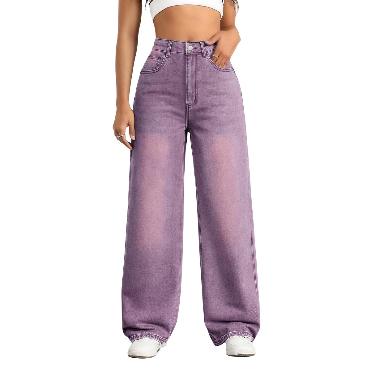 Straight Leg Jeans for Women High Waisted Wide Leg Denim Pants