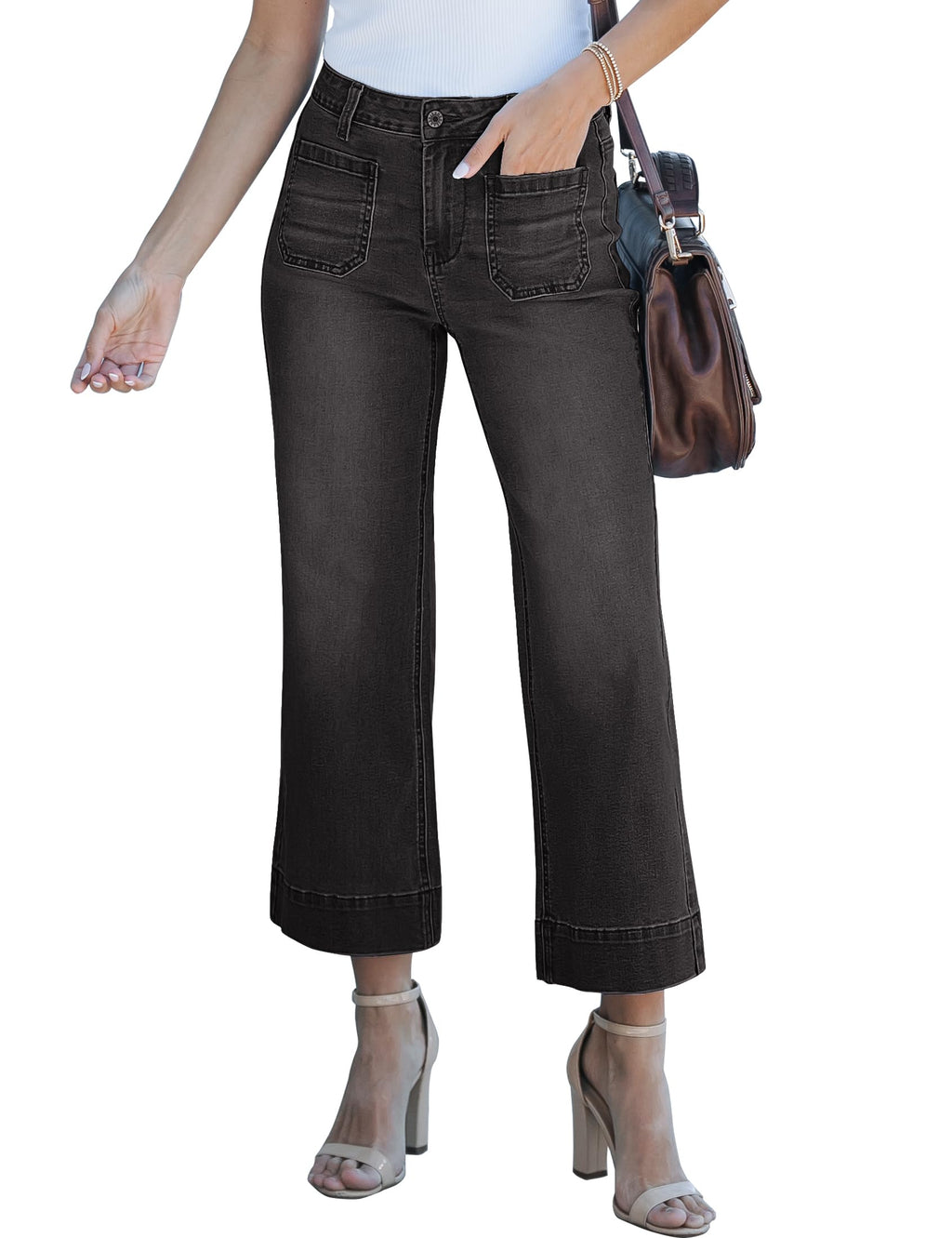 luvamia Wide Leg Jeans for Women Trendy High Waisted Crop Flare Jeans Pants