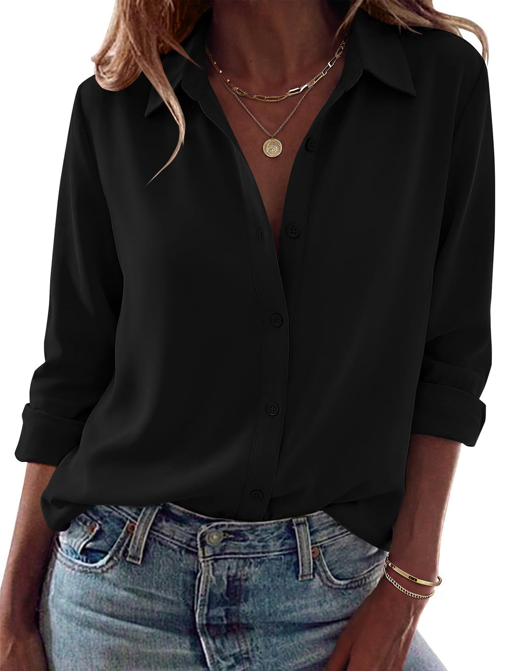Zeagoo Blouses for Women Dressy Casual Long Sleeve Button Down Shirts Tops