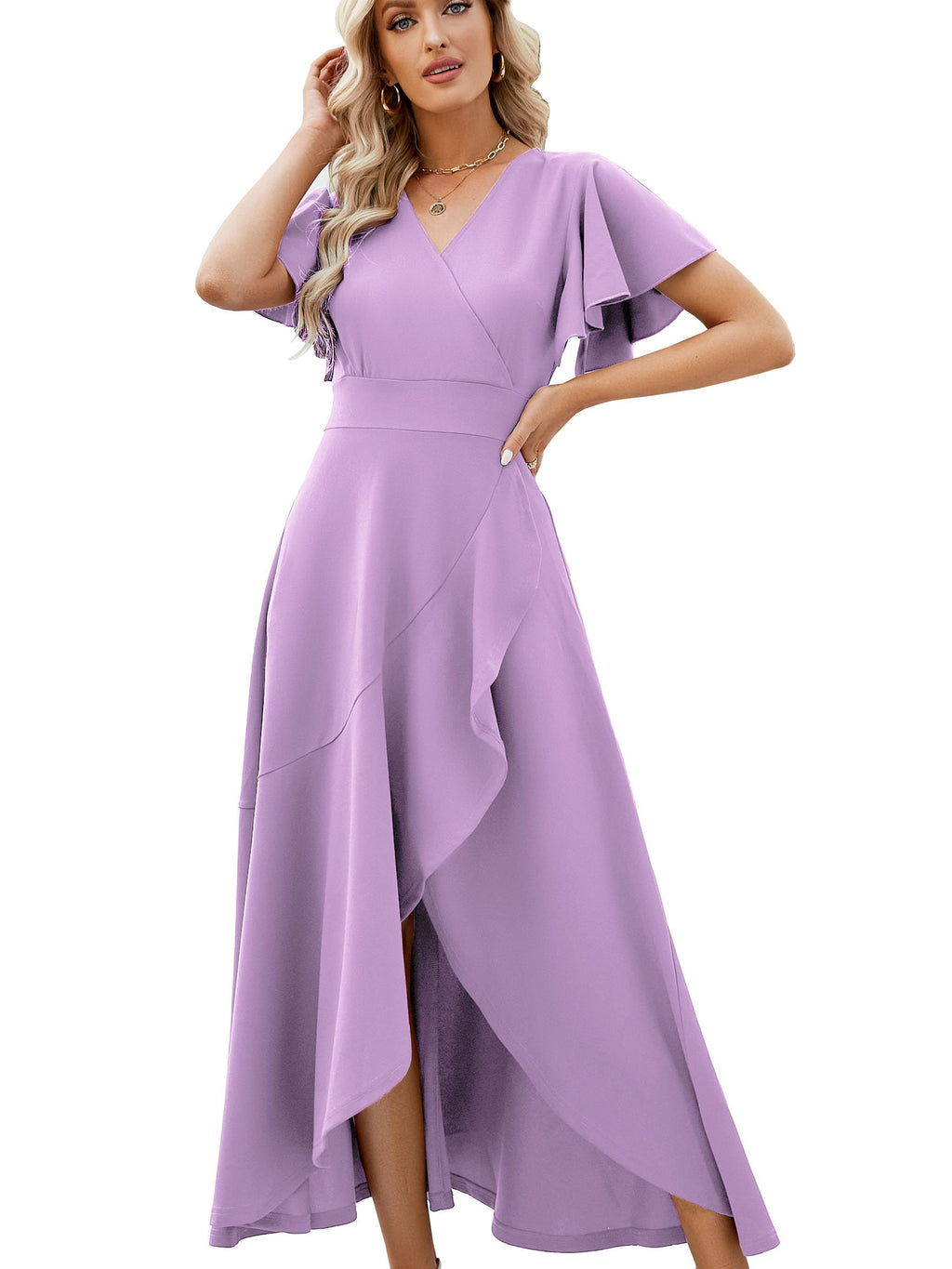 ZZV Formal Dresses for Women Gowns Evening V Neck Wedding Guest Dresses
