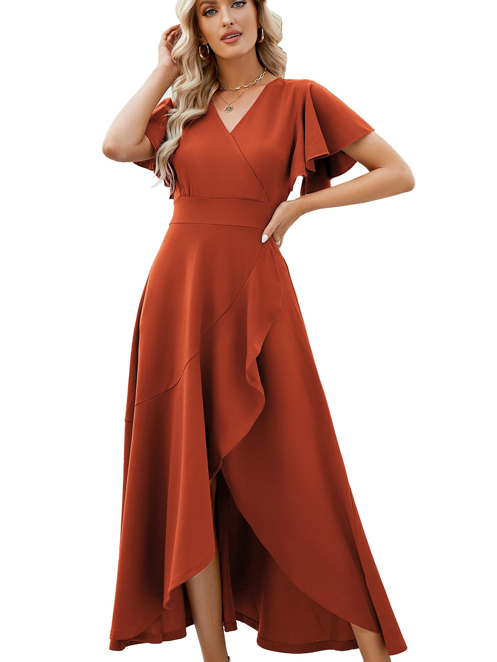 ZZV Formal Dresses for Women Gowns Evening V Neck Wedding Guest Dresses