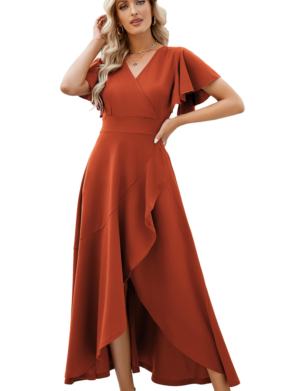 ZZV Formal Dresses for Women Gowns Evening V Neck Wedding Guest Dresses