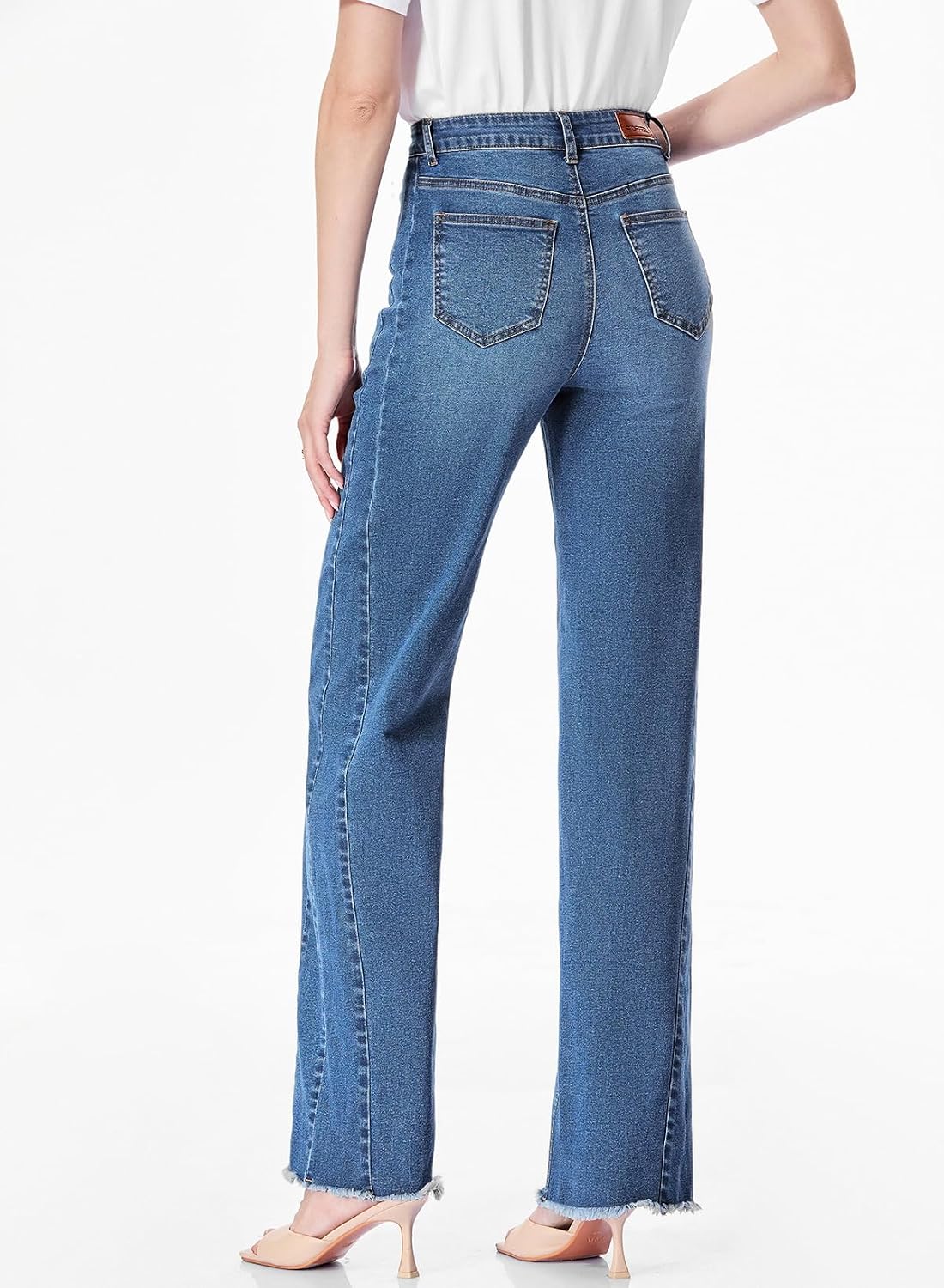 Sidefeel Women's Wide Leg Jeans High Waisted Stretchy Denim Pants