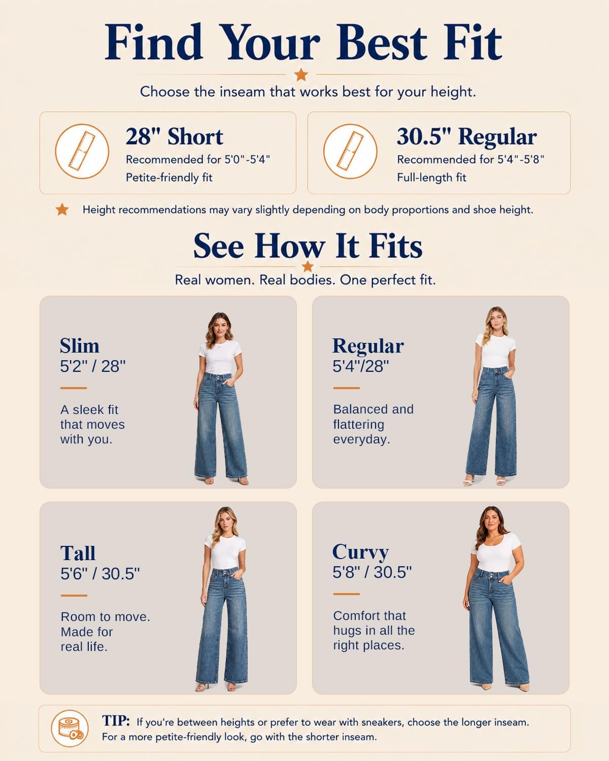 Women's High Waisted Wide Leg Jeans Stretchy Baggy Pants Trendy Fit