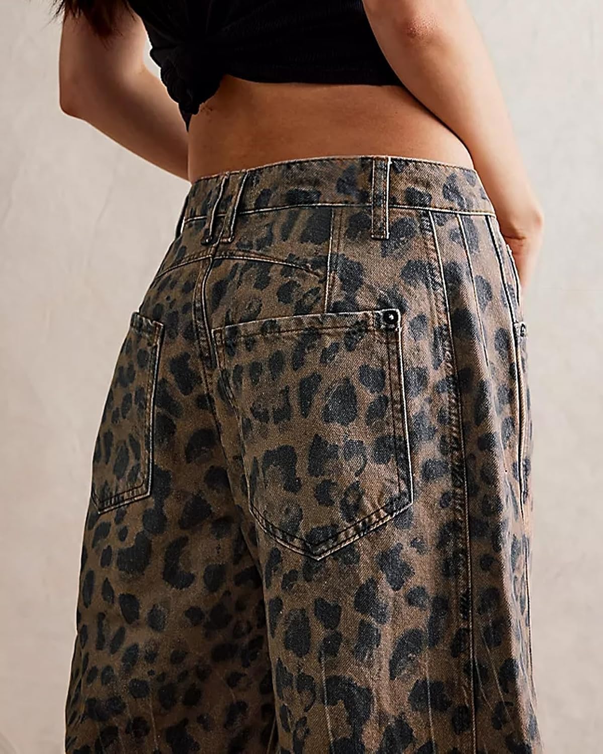 Womens Stretchy Mid Rise Barrel Jeans Vintage Loose Wide Leg Cropped Denim Pants Y2k Baggy Boyfriend Jeans