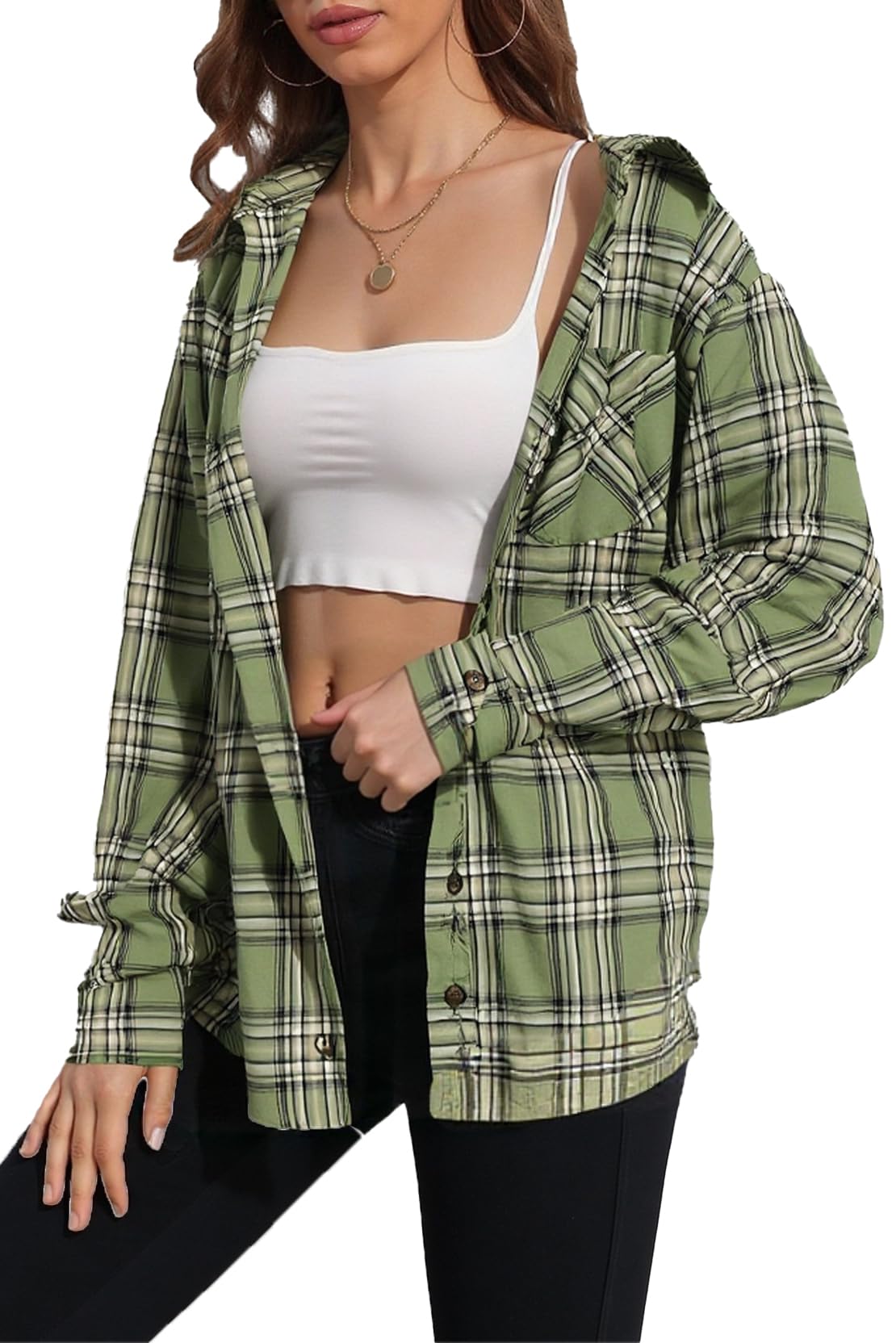 KevaMolly Plaid Flannel Shirts for Women Long Sleeve