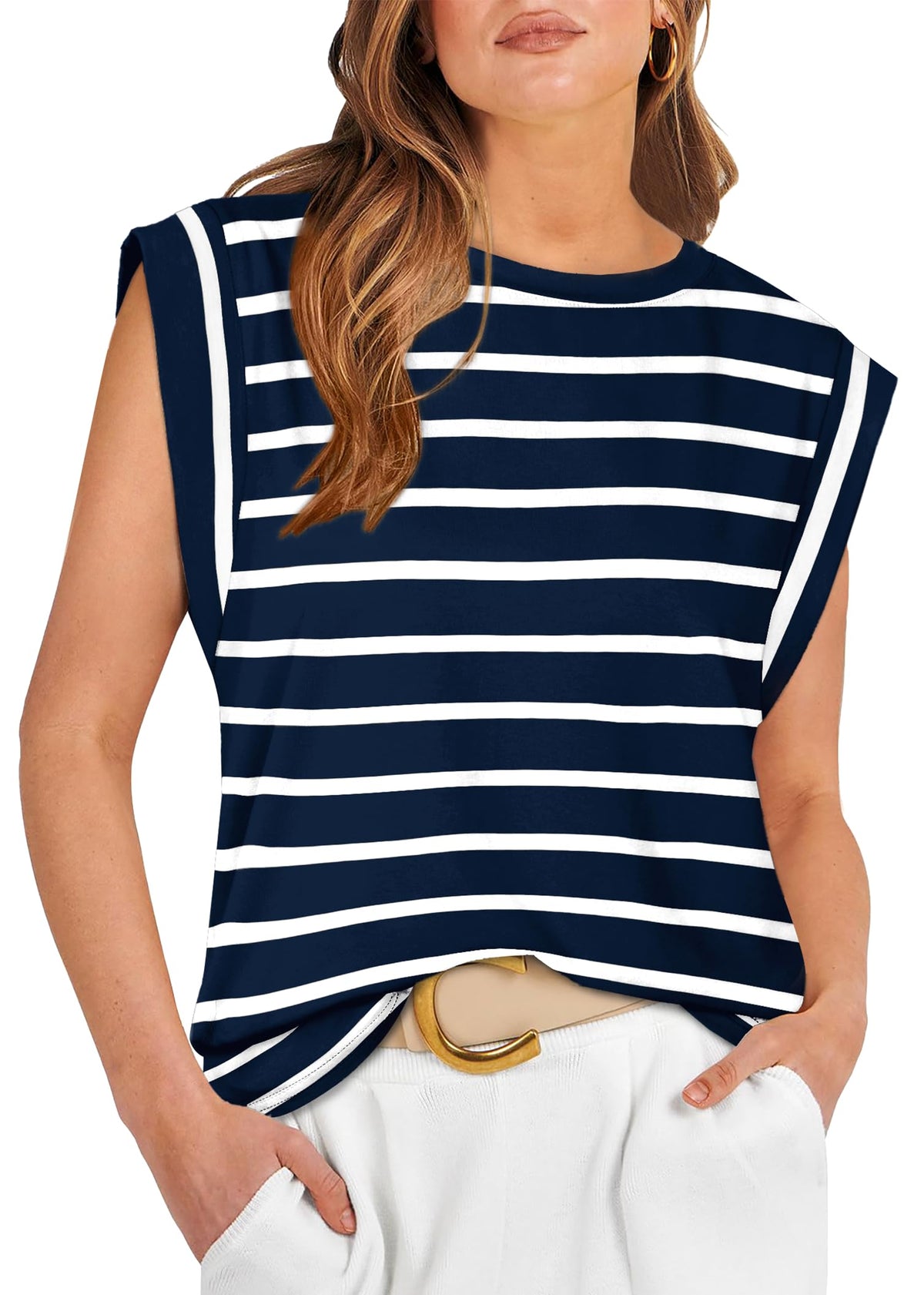 WIHOLL Cap Sleeve Tops for Women Summer Top Basic Tee Shirts Business Casual Tank Loose Fit 2026 Fashion