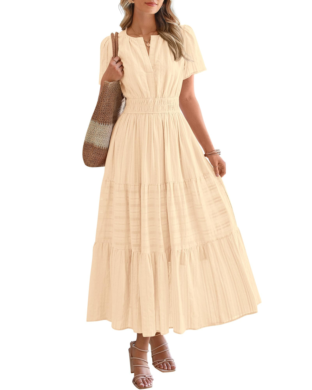 BTFBM Womens Summer 2026 Casual Maxi Dresses Lightweight Short Sleeve Dress