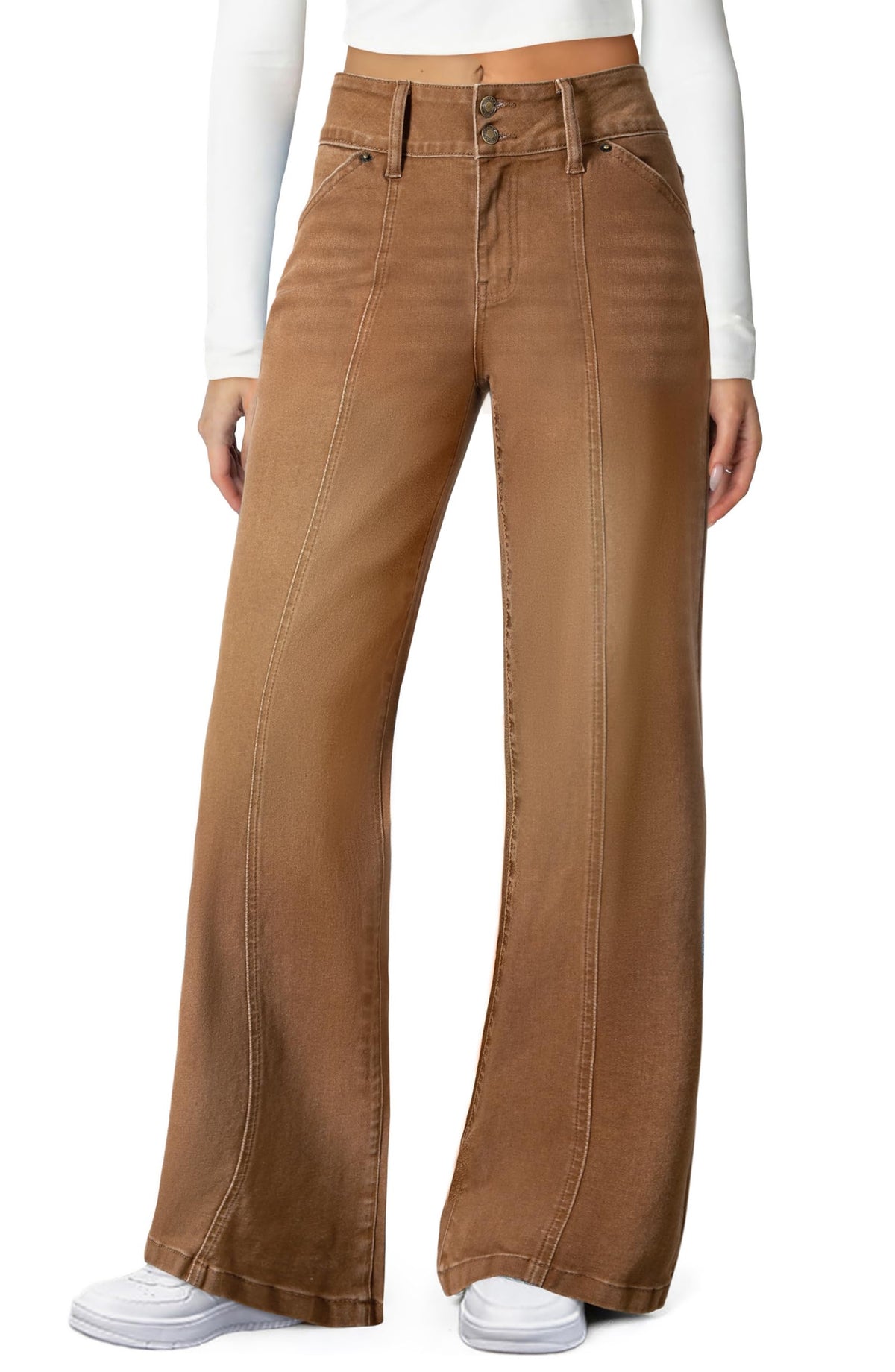 Sidefeel Women's High Waisted Wide Leg Stretchy Jeans