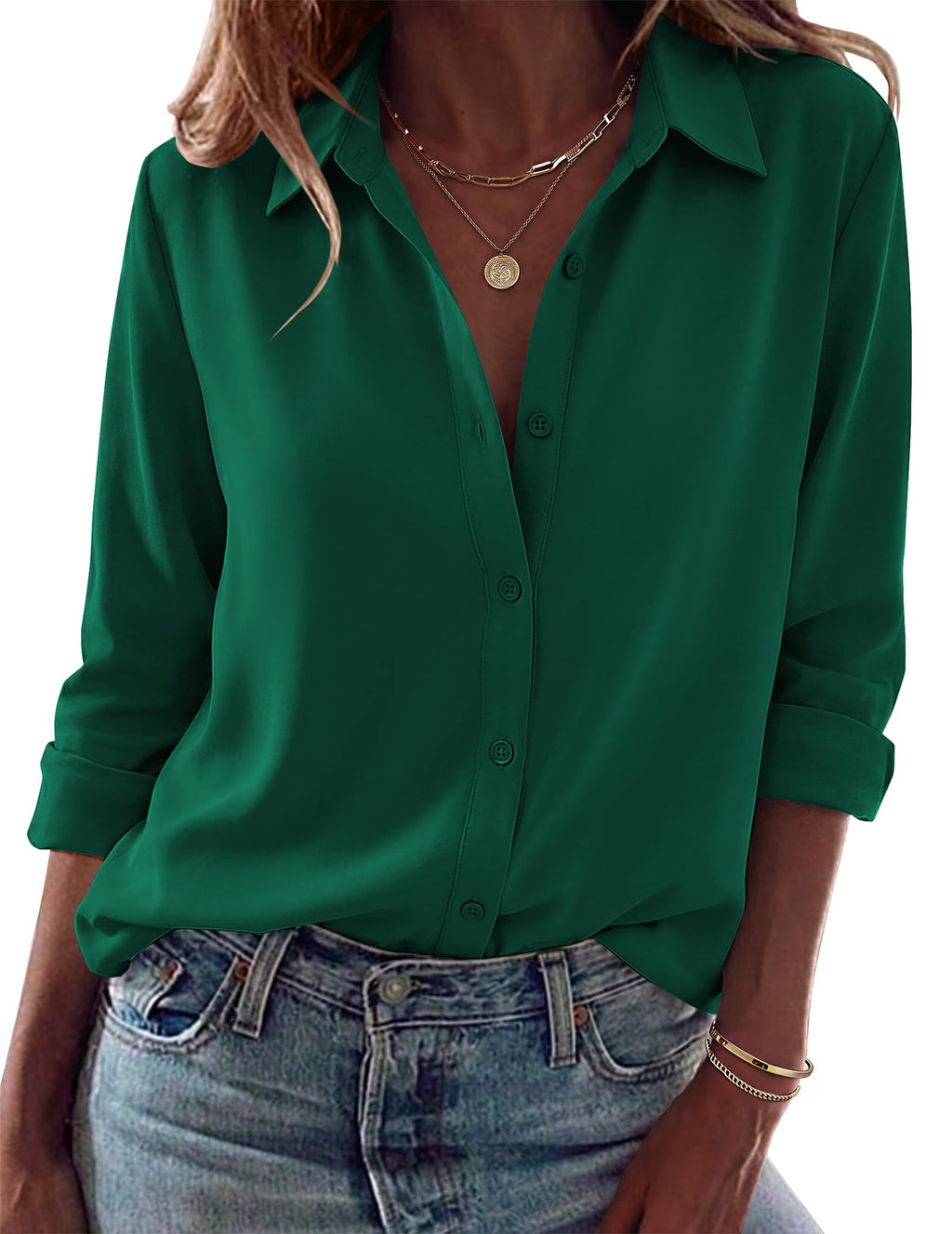 Zeagoo Blouses for Women Dressy Casual Long Sleeve Button Down Shirts Tops
