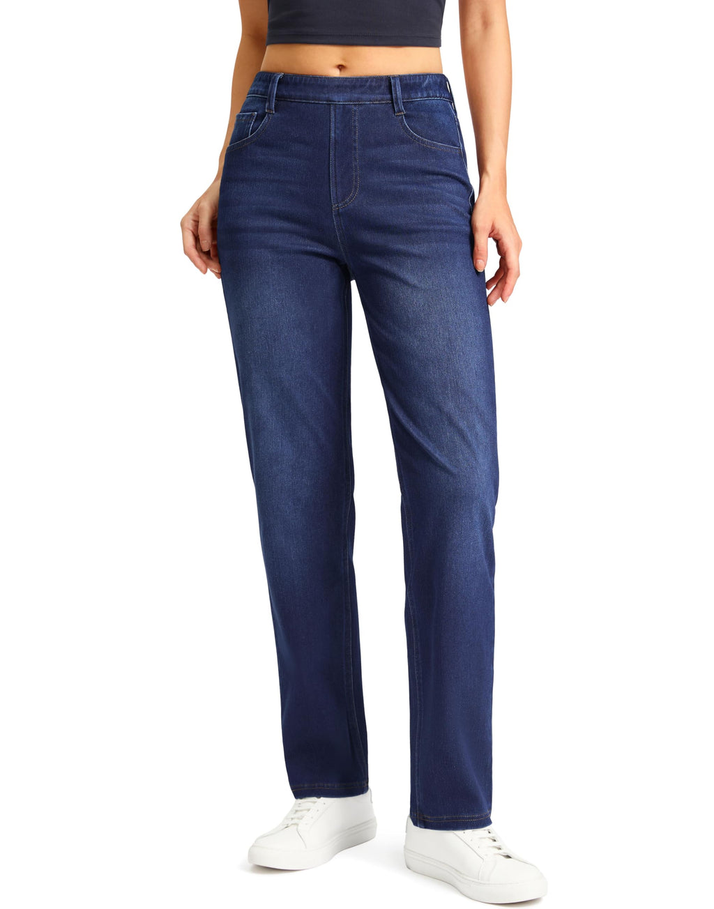 Rammus Womens Stretchy Pull on Straight Leg Jeans
