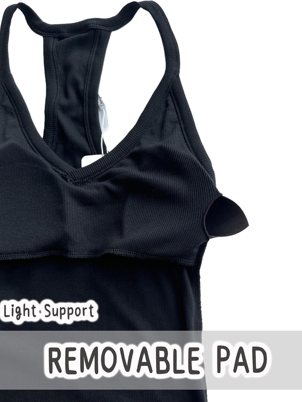 Danysu V Neck Racer Back Tank Tops for Women Padded Fitted Long Basic Cami