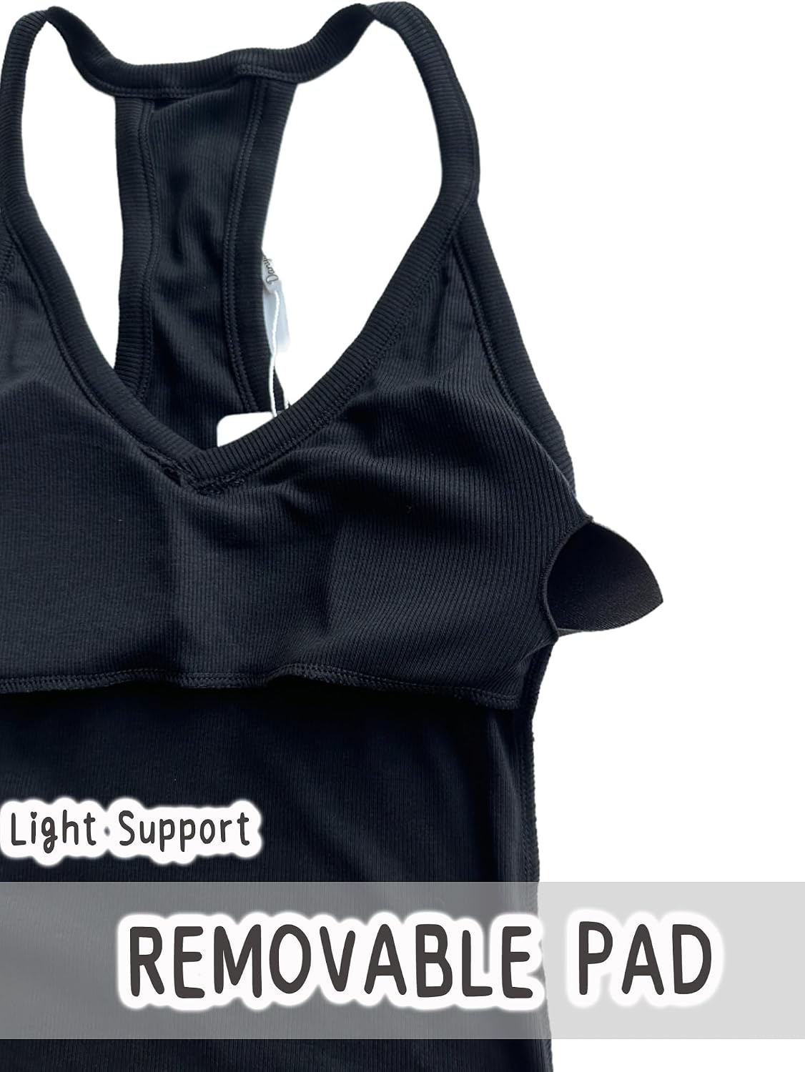Danysu V Neck Racer Back Tank Tops for Women Padded Fitted Long Basic Cami
