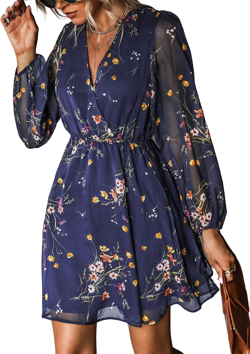 CUPSHE Womens Fall Floral Dress Boho Vacation Mini Wedding Guest Dresses