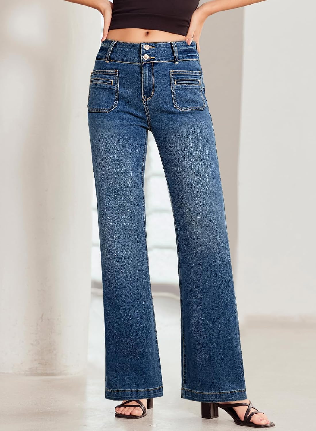 Sidefeel Women's Wide Leg Jeans High Waisted Denim Pants