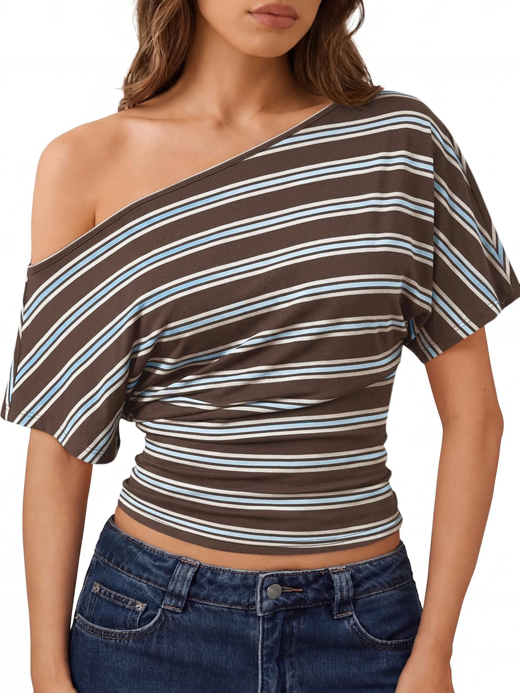 Trendy Queen Womens Off the Shoulder Tops 2026 Summer Going Out Crop Shirts