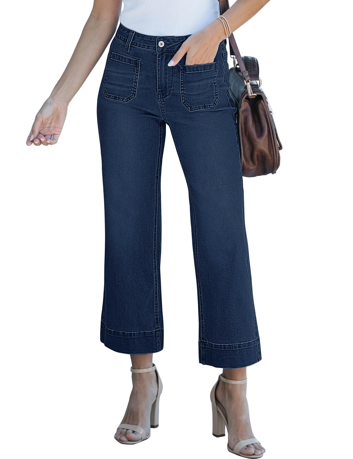 luvamia Wide Leg Jeans for Women Trendy High Waisted Crop Flare Jeans Pants
