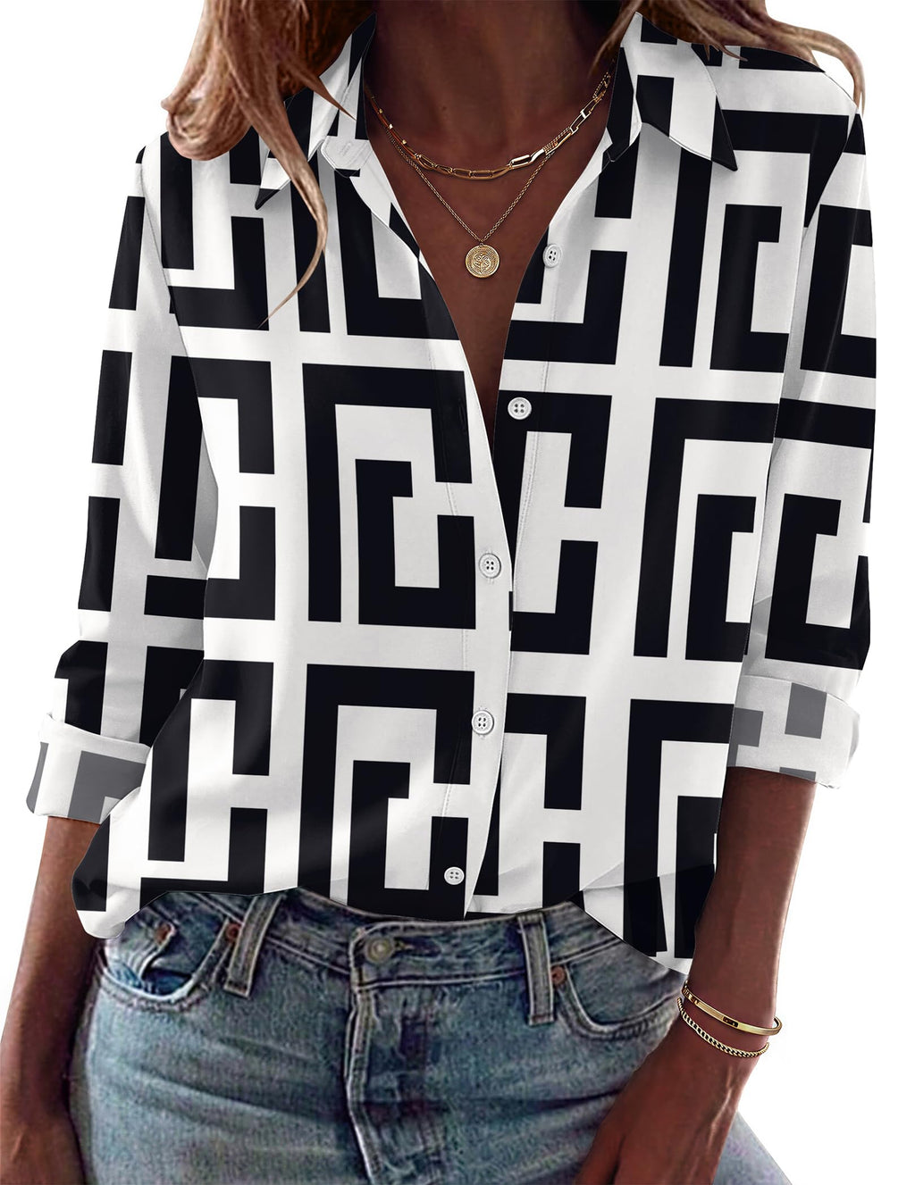 Zeagoo Blouses for Women Dressy Casual Long Sleeve Button Down Shirts Tops