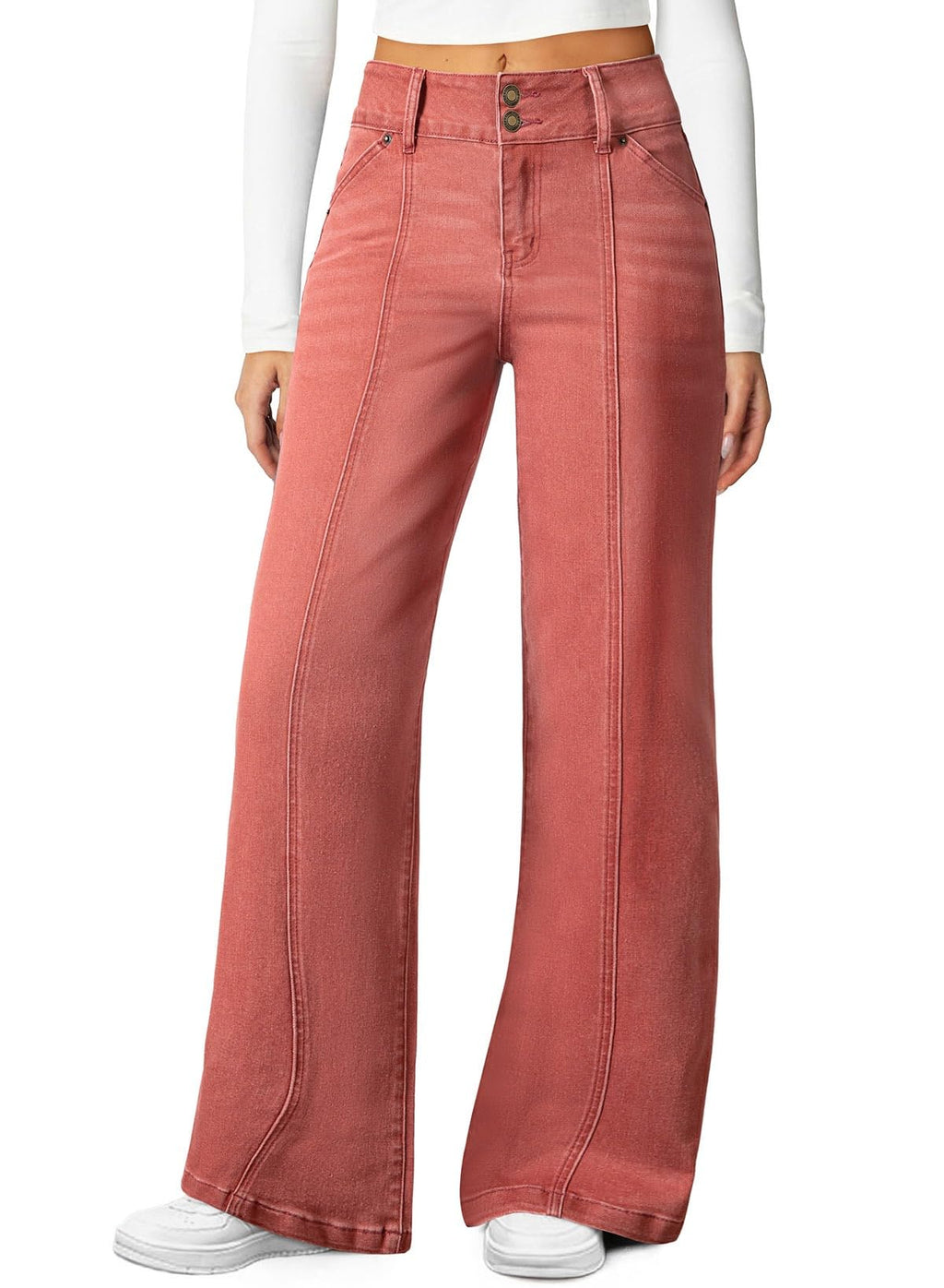 Sidefeel Women's High Waisted Wide Leg Stretchy Jeans