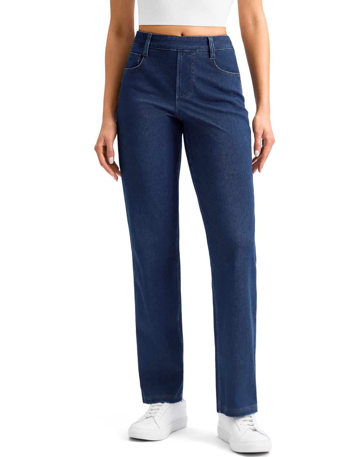Rammus Womens Stretchy Pull on Straight Leg Jeans