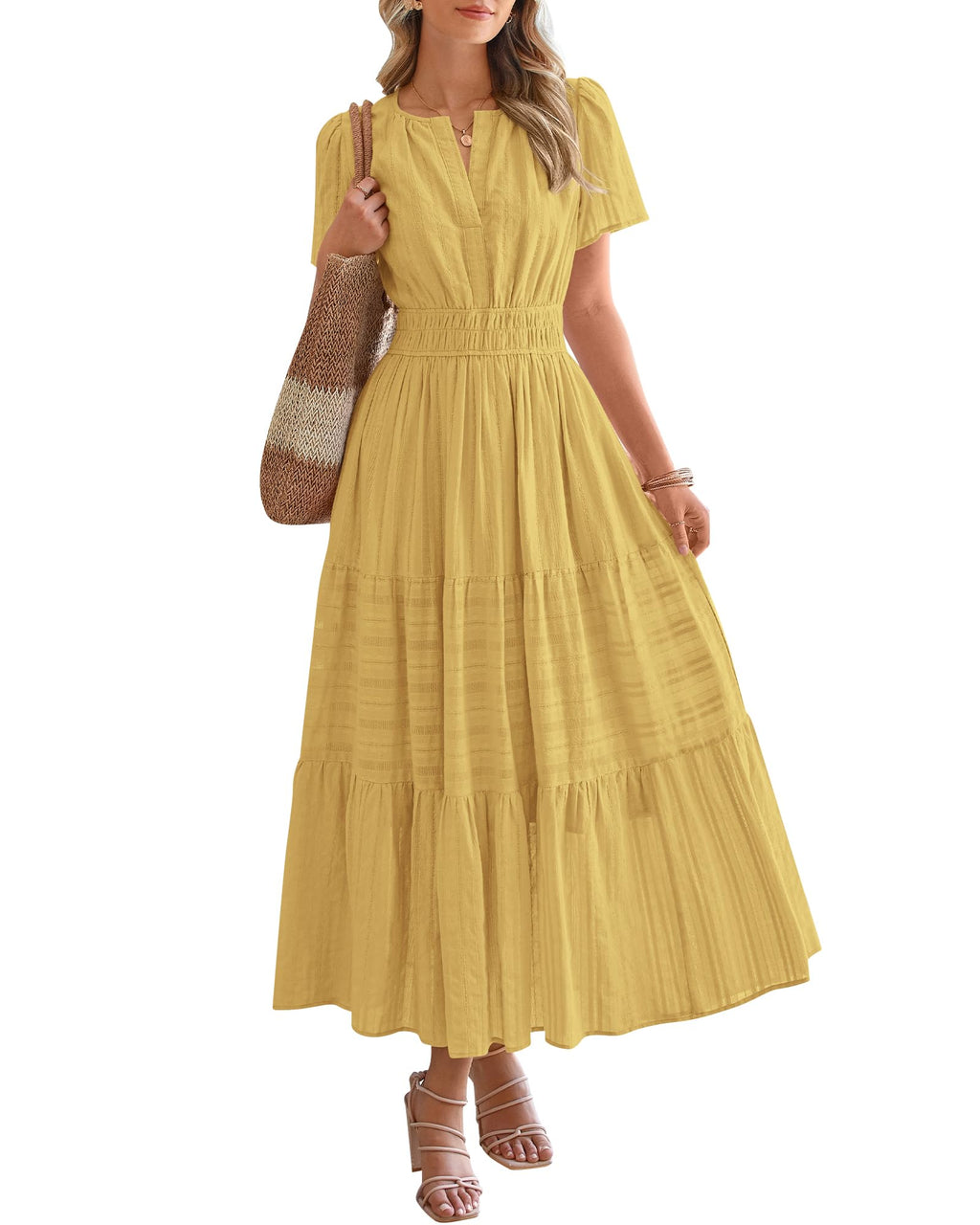 BTFBM Womens Summer 2026 Casual Maxi Dresses Lightweight Short Sleeve Dress