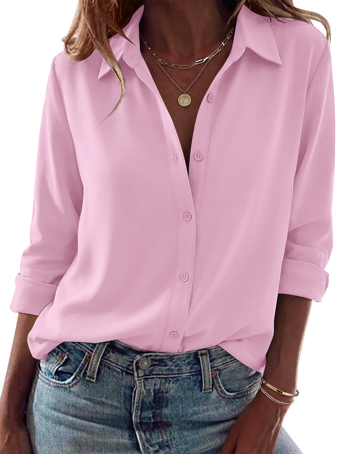 Zeagoo Blouses for Women Dressy Casual Long Sleeve Button Down Shirts Tops